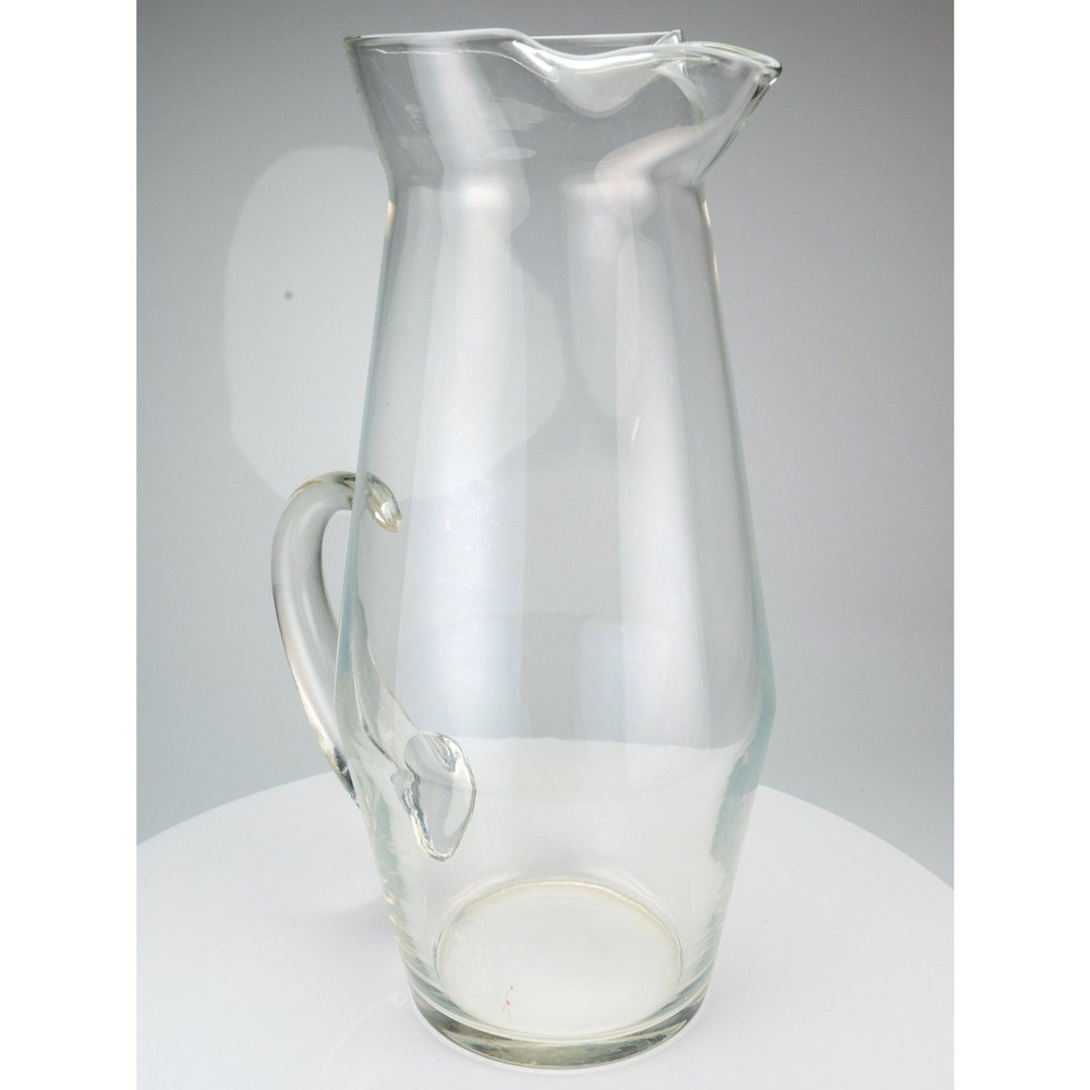 Clear Glass Beverage Pitcher with Handle and Spout