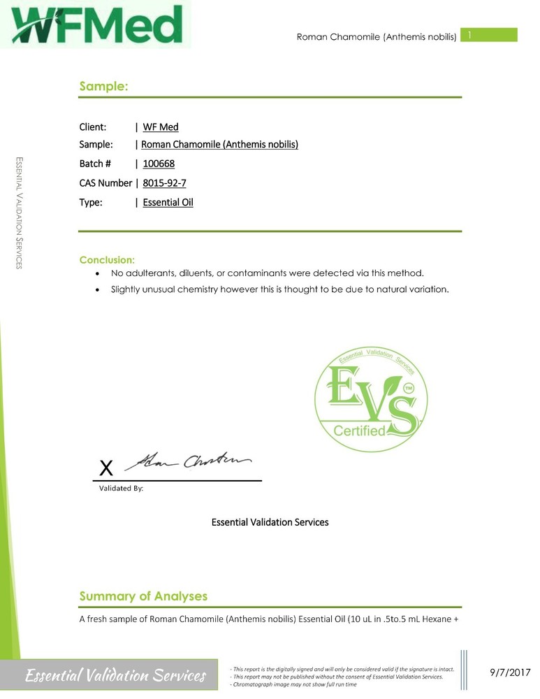 Chamomile Roman Essential Oil 15% Dilution