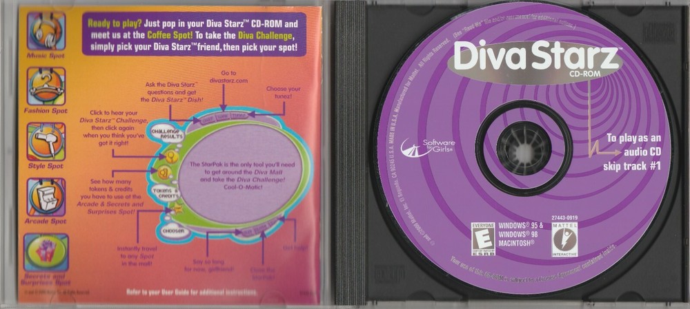 Diva Starz CD-Rom by Mattel Interactive WIN 95/98 & MAC ~ 2000