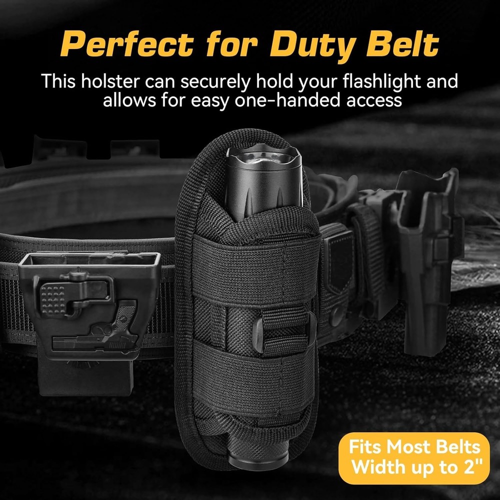 Tactical Flashlight Holster, Rotatable Duty Belt Flashlight Holder, 1000D Nyl...