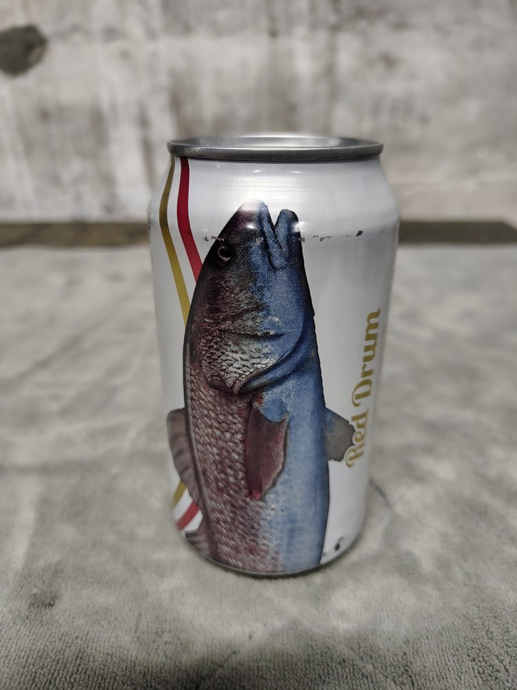 Busch Beer Can, Red Drum Fish Can, 12oz, Aluminum, Empty