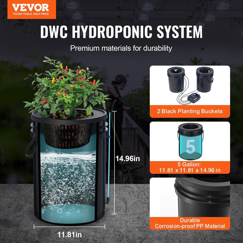For DWC Hydroponics Grow System, Hydroponic Growing System with Top Drip Kit, D