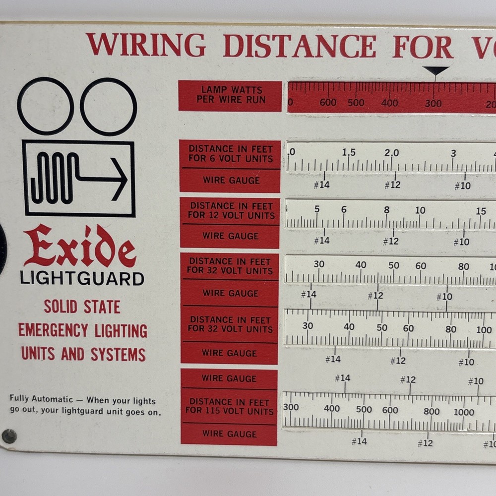 Exide Lightguard Emergency Lighting Selector Wiring Voltage Drop Slide Chart