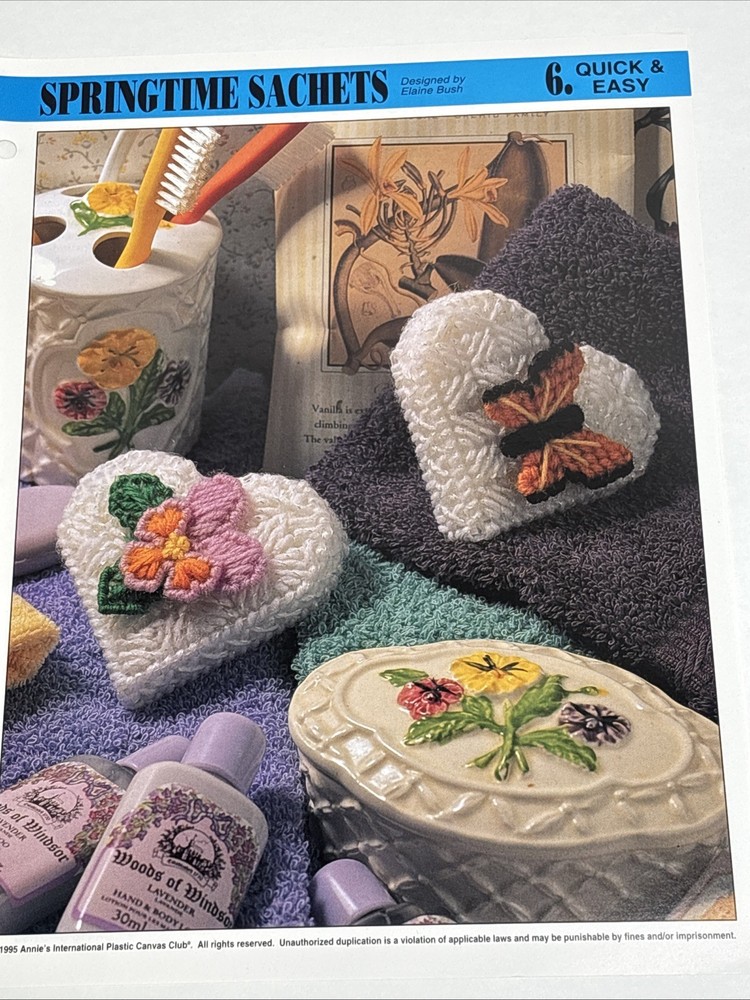 Springtime Sachets Annie's Attic Plastic Canvas Pattern Page