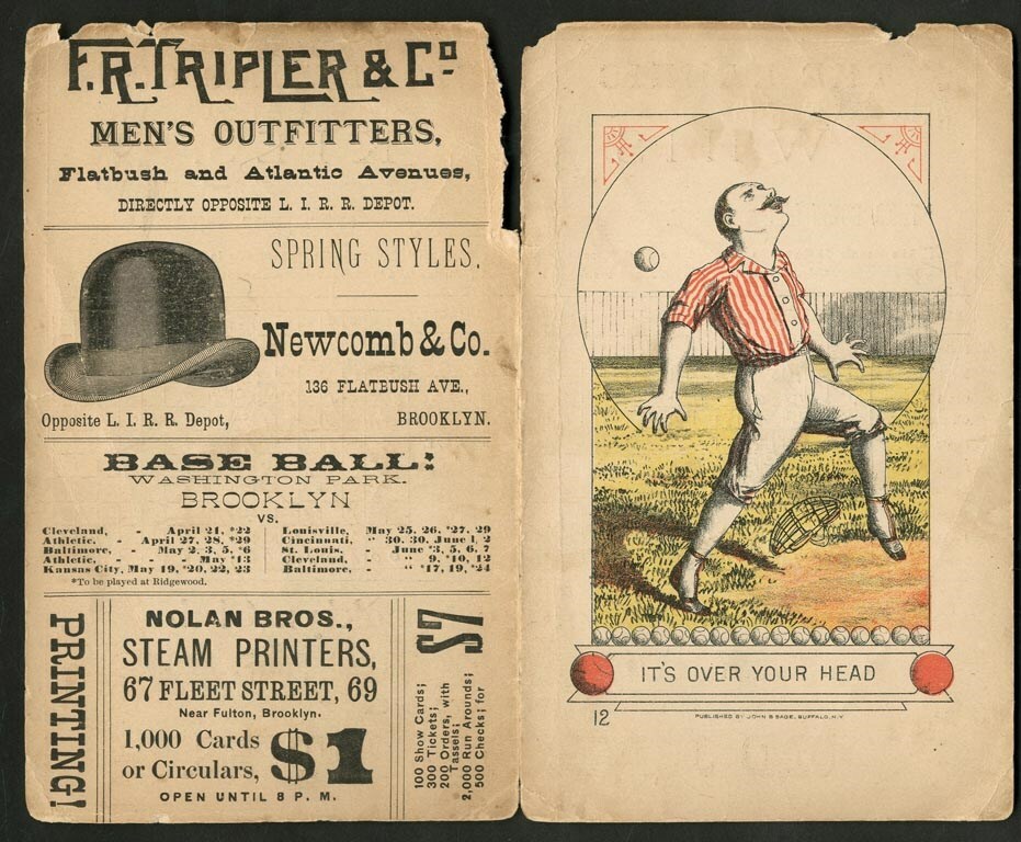 1888 Baltimore Orioles vs Brooklyn Bridgegrooms Program Score Card