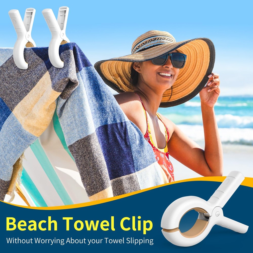 Windproof Clothesline Clips 12 Pack, Heavy Duty Towel Clips, White