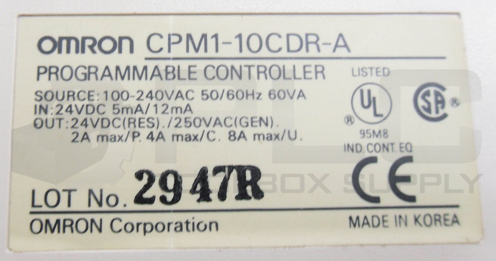 OMRON CPM1-10CDR-A PROGRAMMABLE CONTROLLER 100-240VAC 50/60HZ 24VDC