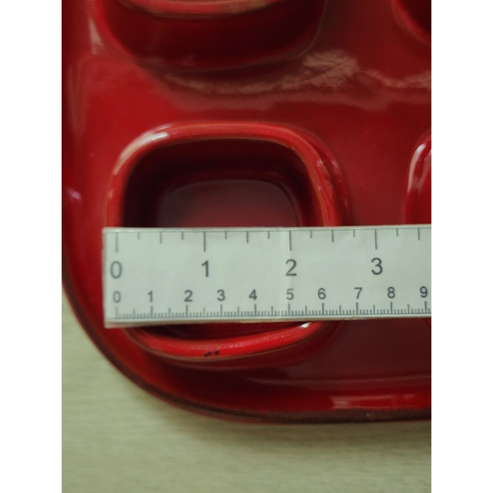 Condiment Server-Pottery Barn-4 Sections-Forks-Burgundy/Red-Square Server