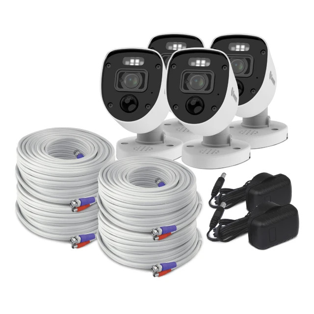 4pack Swann 4K Add-On DVR Bullet Security Camera System with Sensor Spotlight