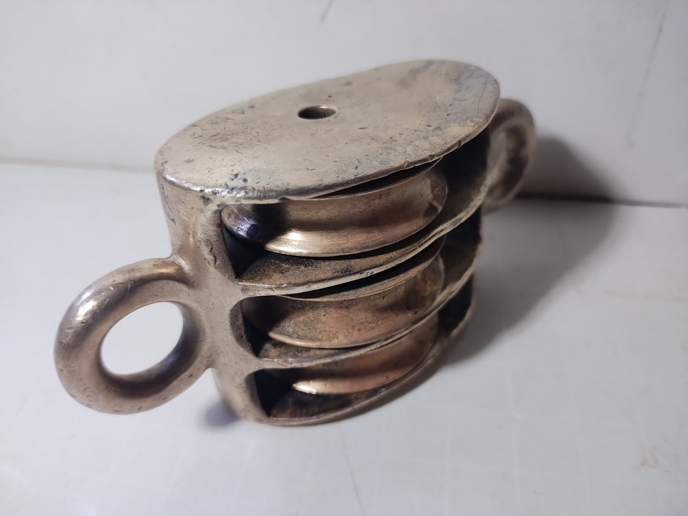 Antique Heavy Solid Brass Nautical Rigging Pulley