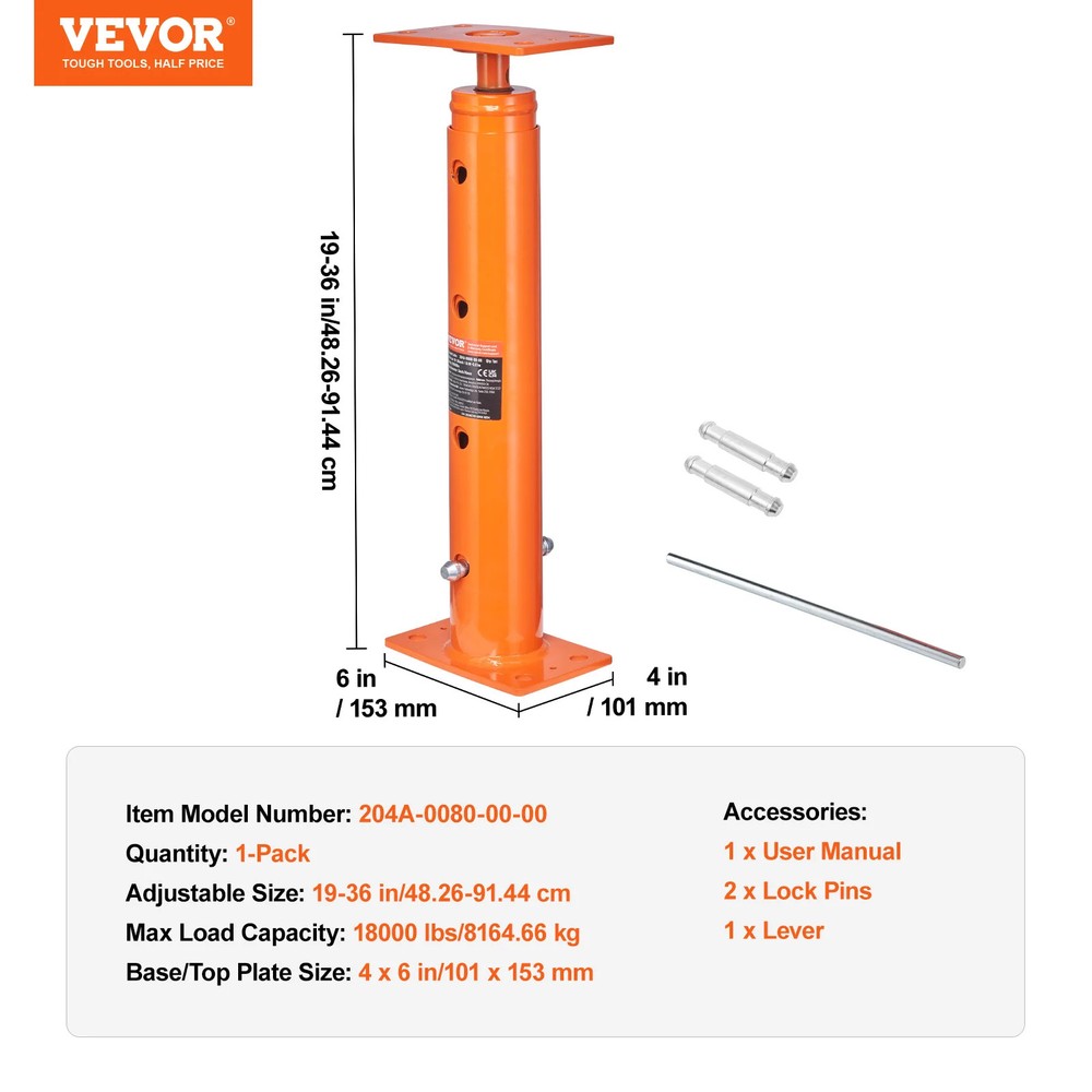 Floor Jack Adjustable Support Beam Basement Jack Post Pole for Leveling Lift