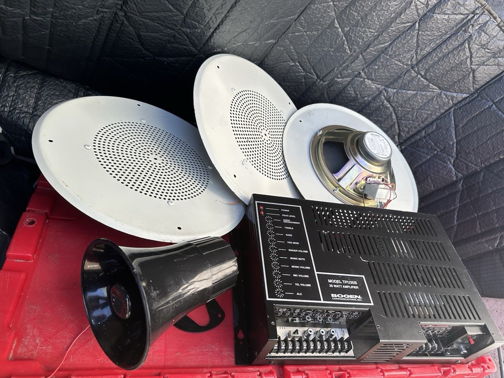 1-Paging Amplifier. 3-Ceiling Speakers 1- Alarm Speaker.
