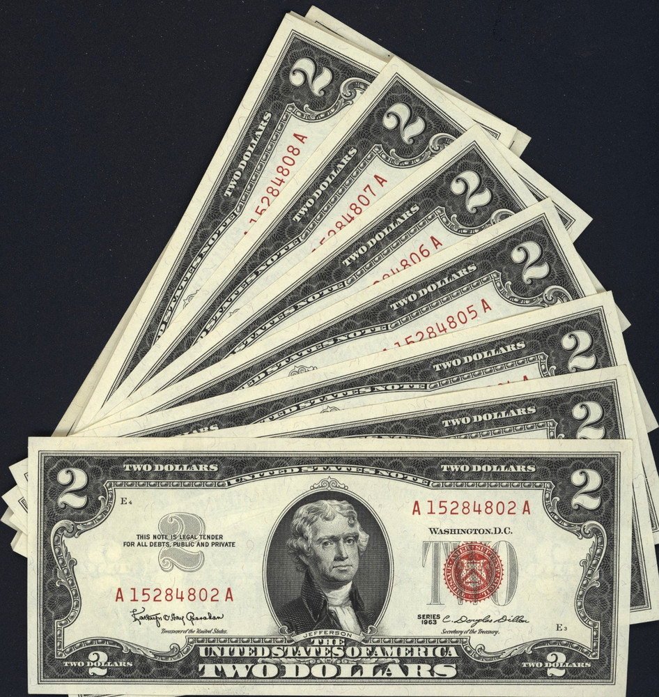* Two Dollar Red Seal UNC CU $2 Bill Jefferson * 1 New Crisp Uncirculated Note *