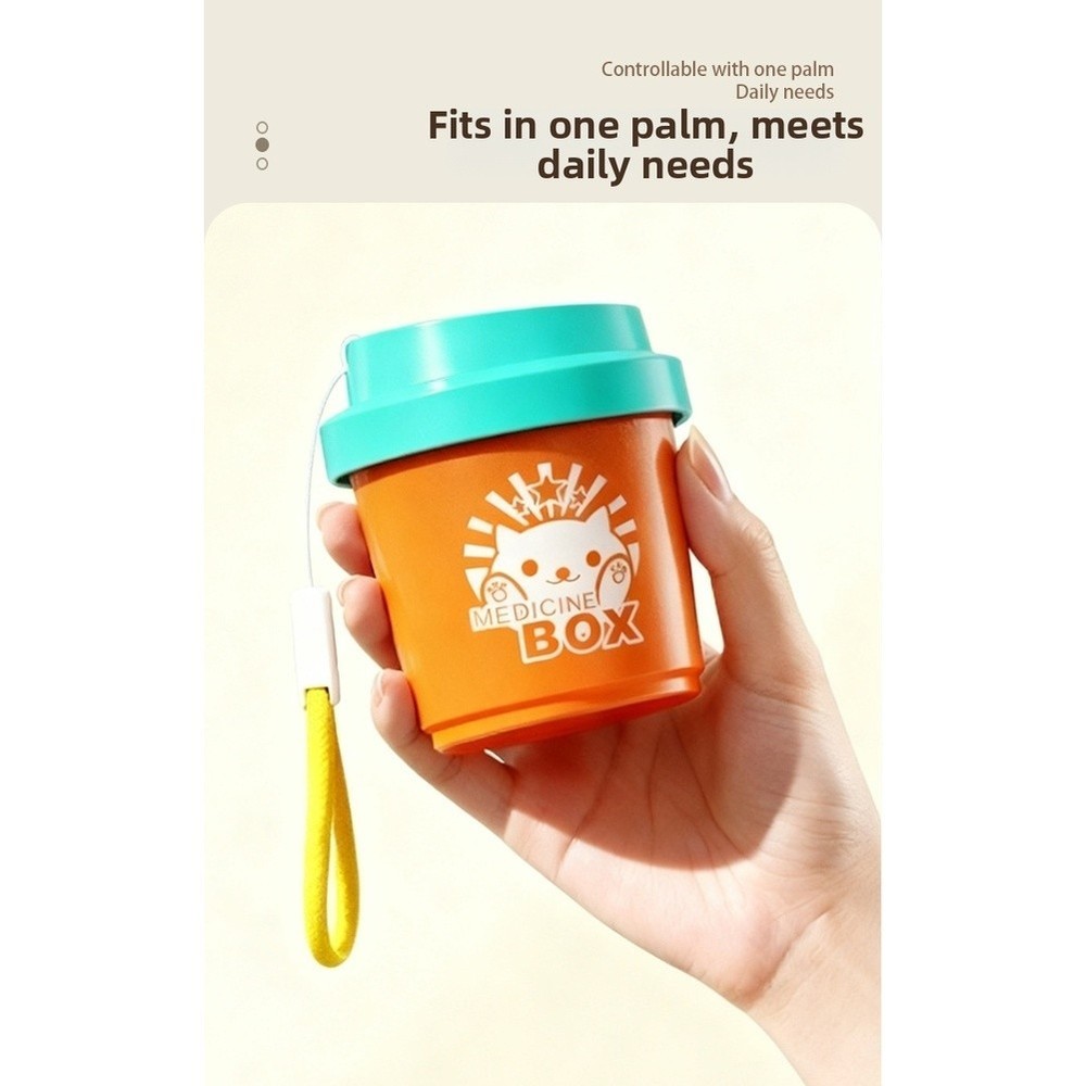 Travel Pill Storage Box with Coffee Cup Shape and Multiple Compartments