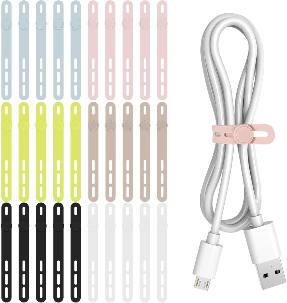 Silicone Cable Ties - Reble & Washable with Adjustable Loing