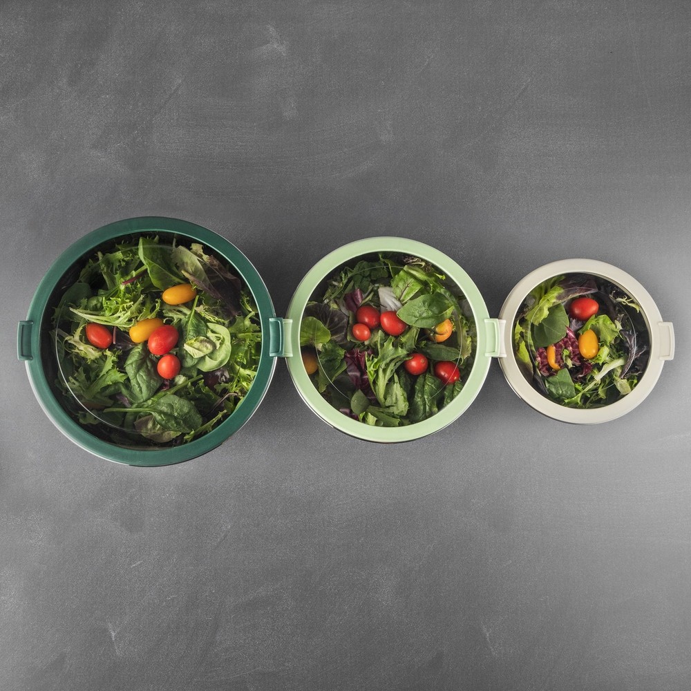 Thyme & Table Mixing Bowl Set - 6pc Nesting, Blue, Lids