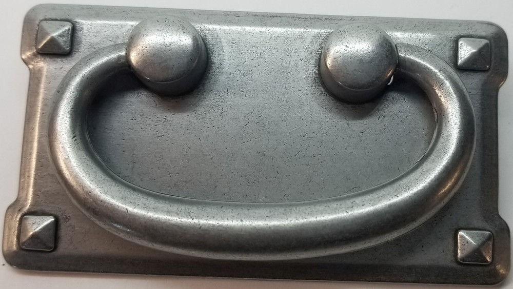 PEWTER SILVER DOUBLE Horizontal Mission Style Drawer Pull patina rustic antique