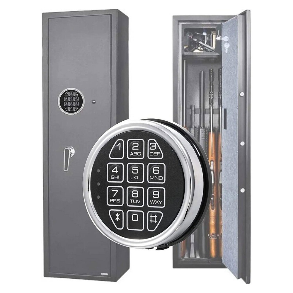 Safe Lock Replacement Chrome Keypad Safe Electronic Lock Solenoid 2 Key Gun Safe