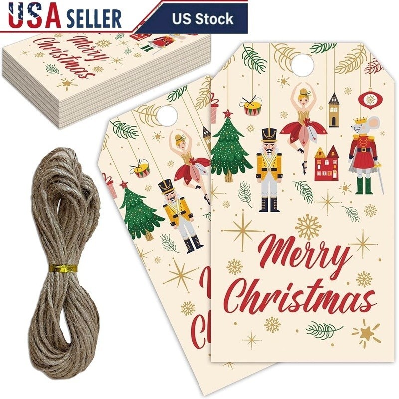 Classic Christmas Gift Tags Durable String Hang Tags Blank Space Write On New