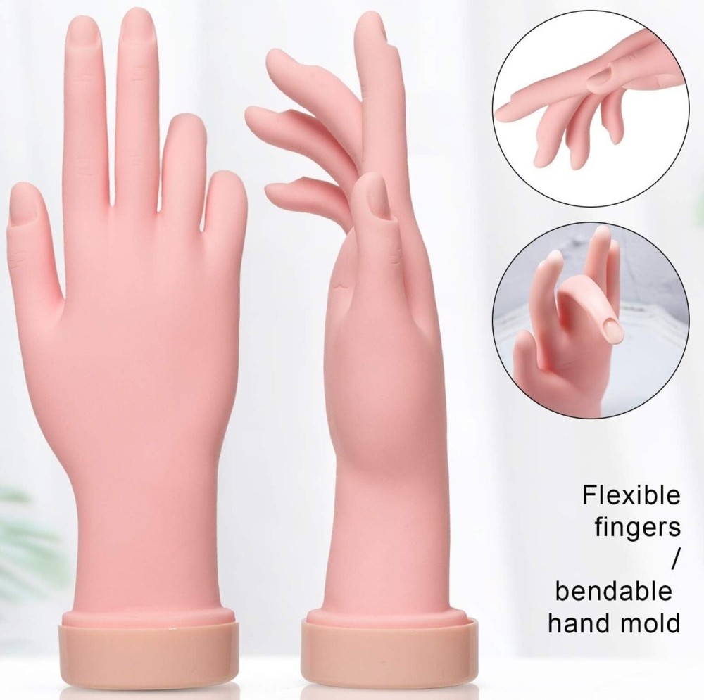 Flexible Nail Training Hand Practice Mannequin for Art Manicure Tips
