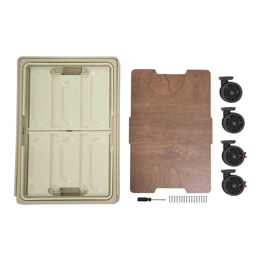 Foldable Plastic Crate with Wheels Plastic Box for Grocery Hauling Camping Shop