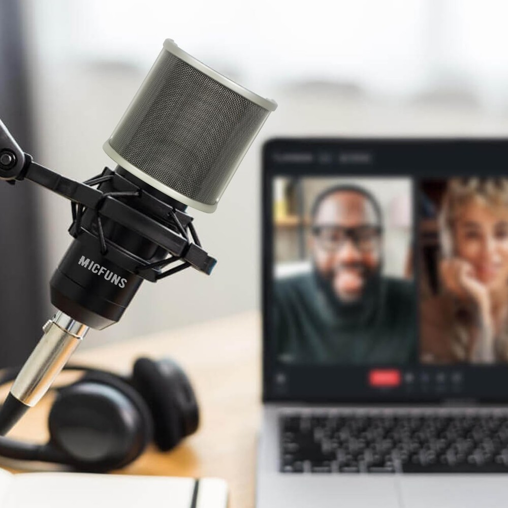 Microphone Pop Filter Golden Pop Protection with Foam Layer Windscreen Shield