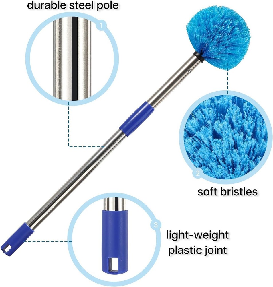 Duster with 6 FT Extension Pole - Medium Bristle Brush for Ceiling, Wall, and...