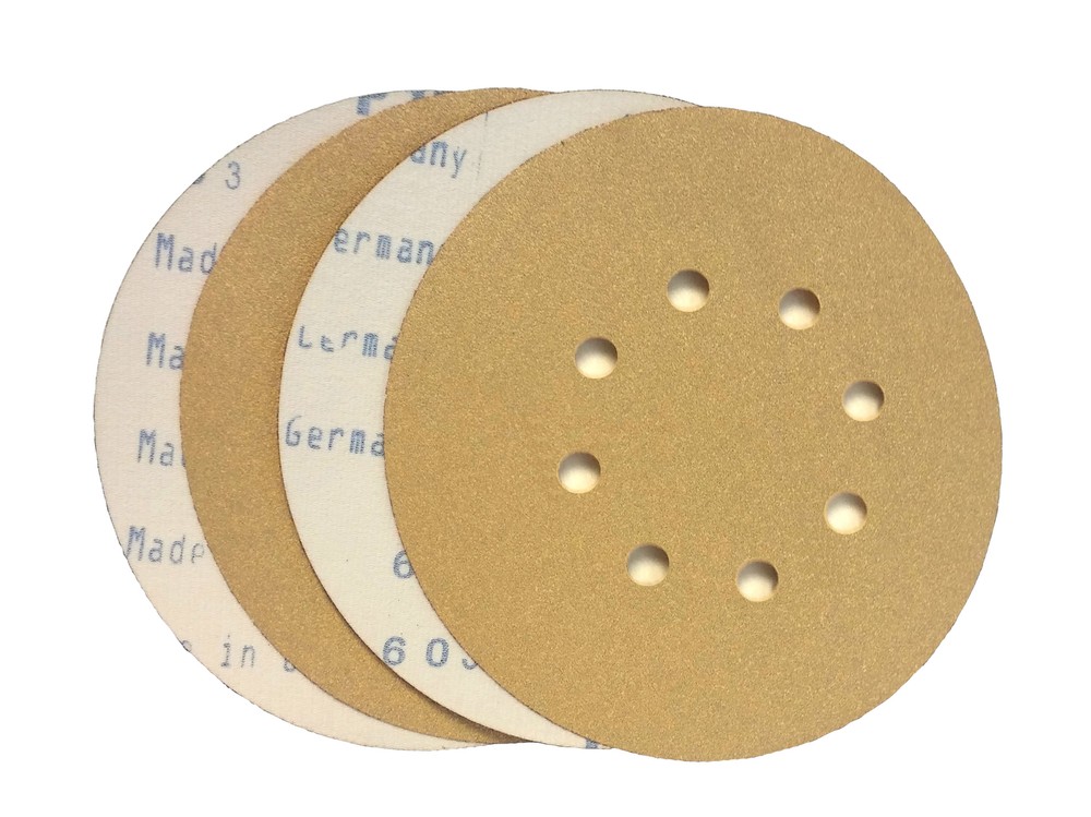 6" x 8 Hole Gold Hook and Loop Grip Sanding Discs (100 Pack, 400 Grit)