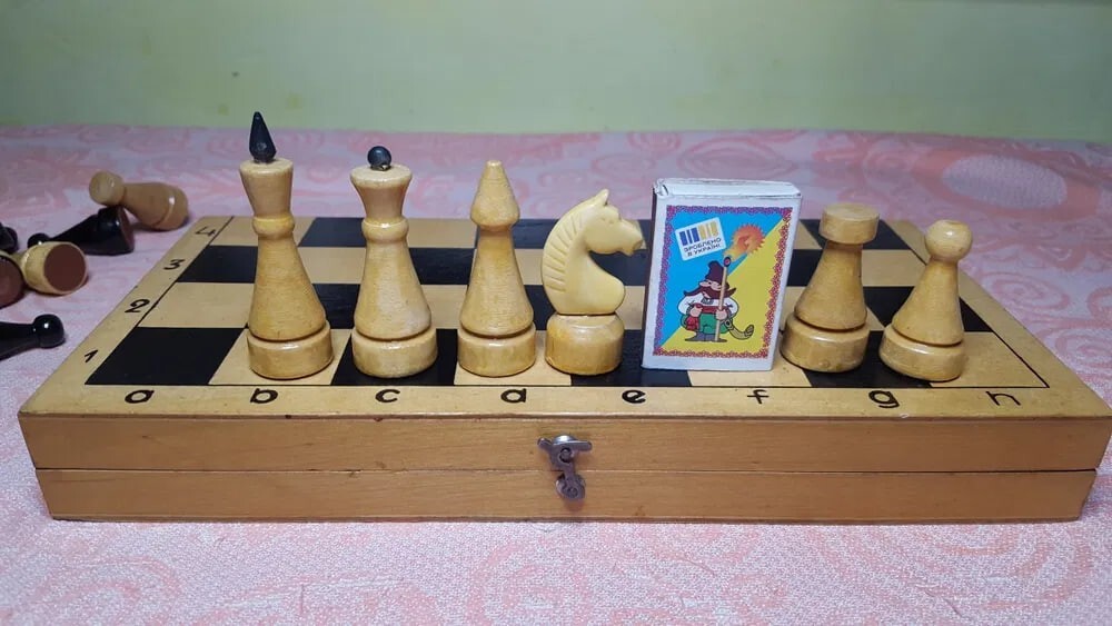 OLD Wooden Chess Set Soviet USSR
