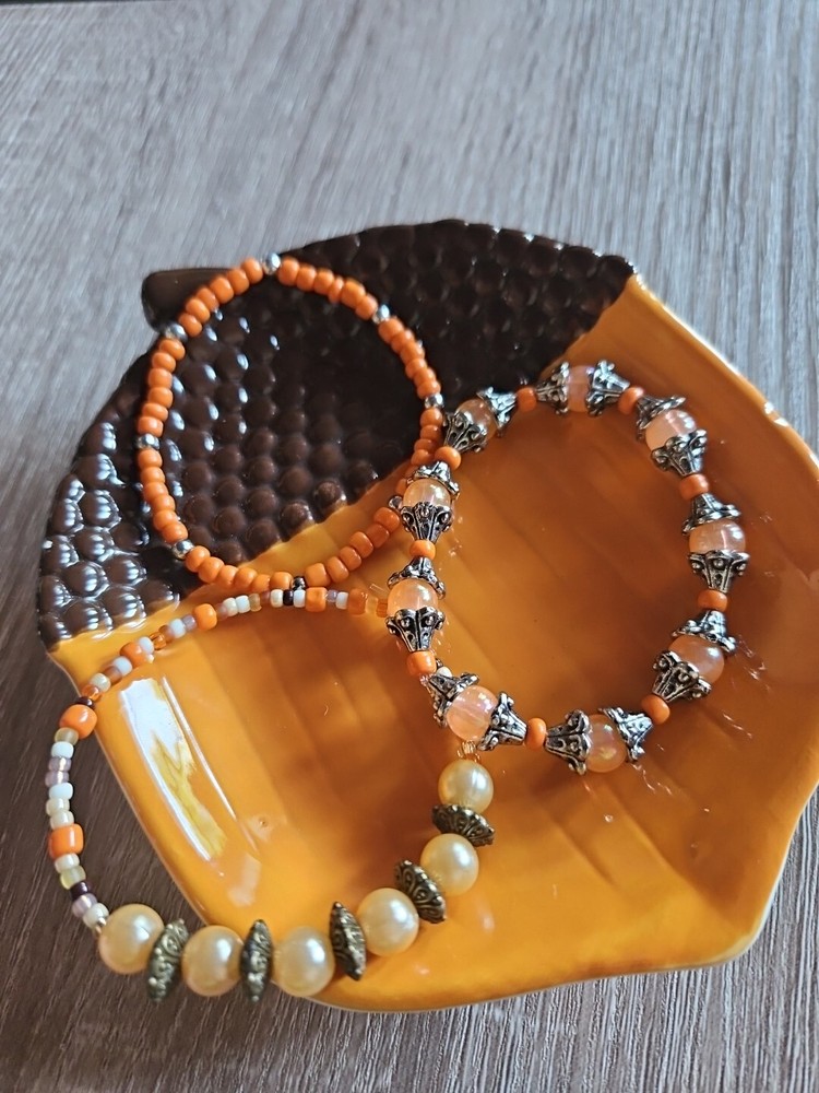 Fall Handmade Stretchy Bracelet Set Of 3
