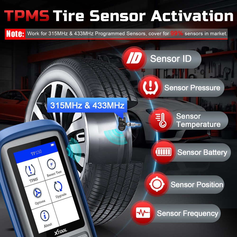 XTOOL TP150 TPMS Program TS100*4 Relearn Reset Activate Universal Tire Sensor