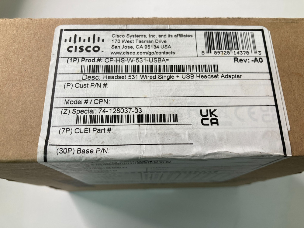 Cisco 531 Wired Single-Ear Headset -CP-HS-W-531-USBA