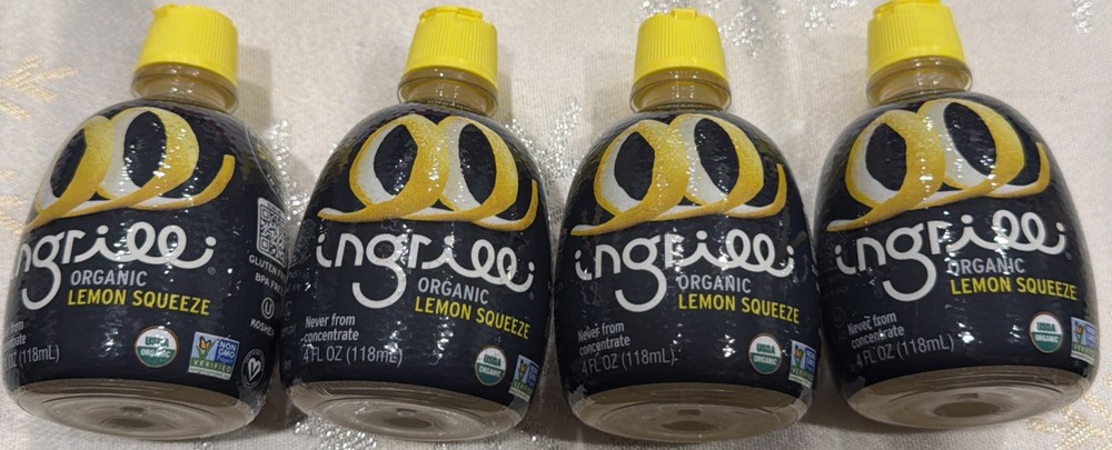 4 Pack Ingrilli  Organic Lemon Juice Squeeze Bottle  4 Oz