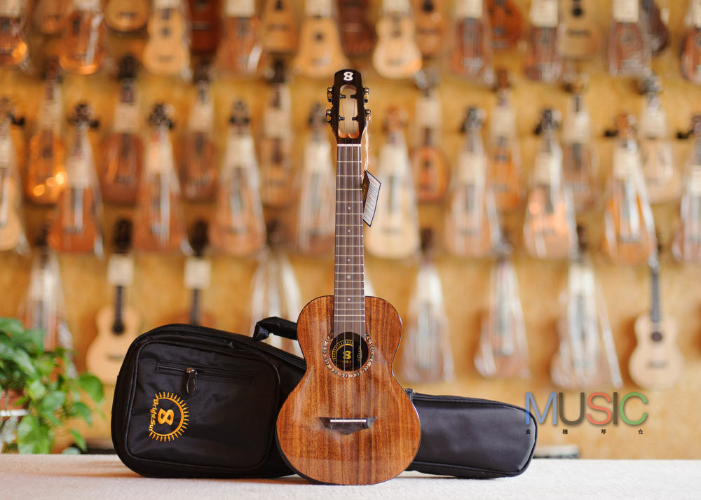 Bright Sun Solid Koa Tenor Ukulele (Wood Inlay)