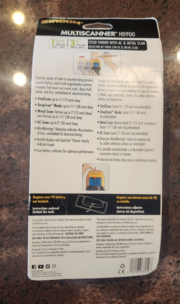 Zircon MultiScanner HD900 OneStep Multi-Function Wall Scanner Model 66232