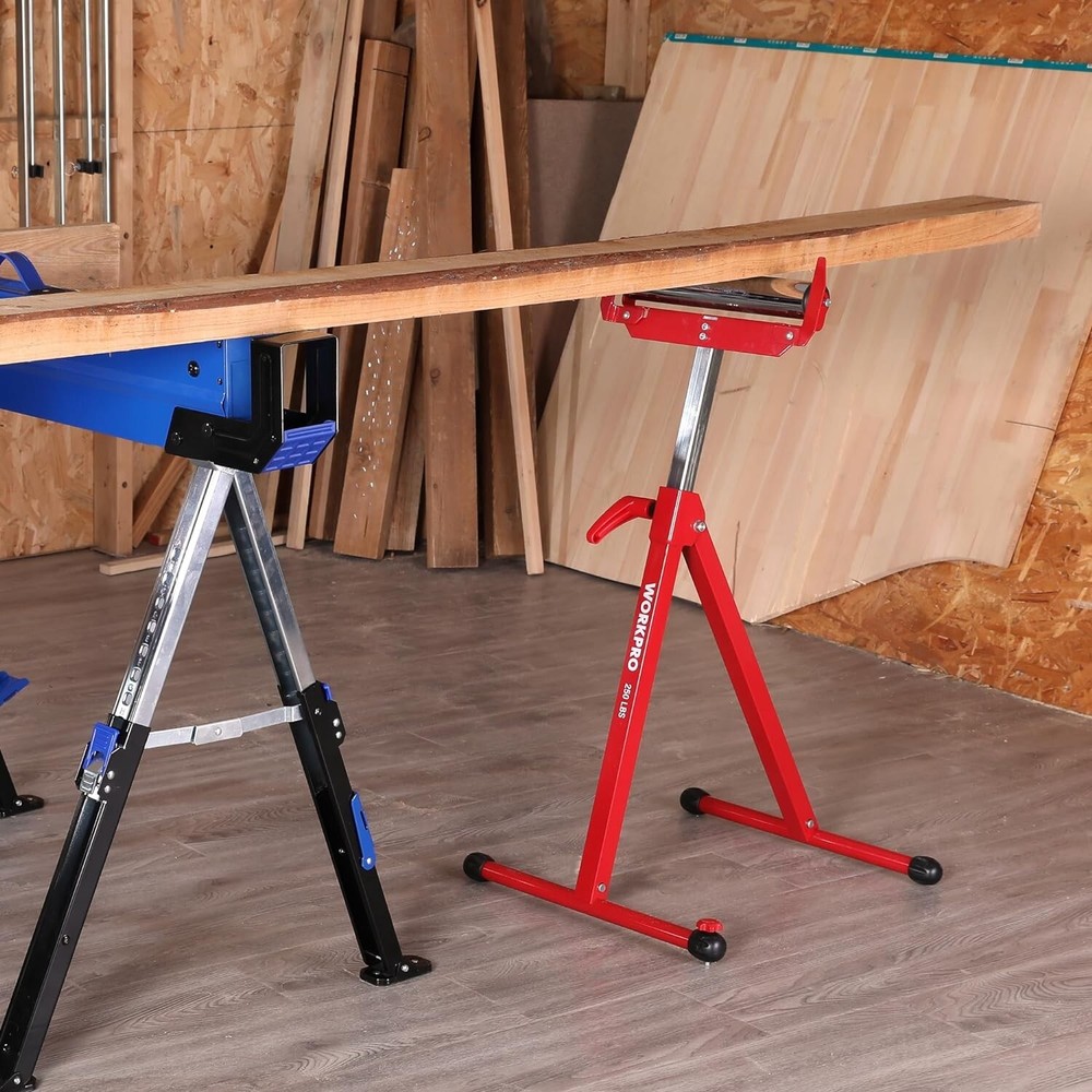 WORKPRO Heavy Duty Folding Roller Stand Height Adjustable 250LB Load Capacity US