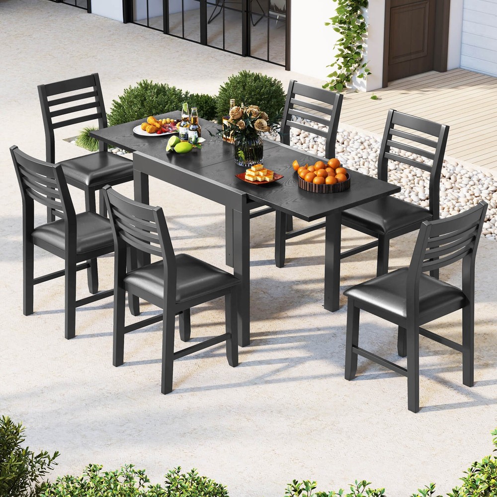 Patio Expandable Dining Table 31.5"-63" Adjustable Rectangular All Weather Table