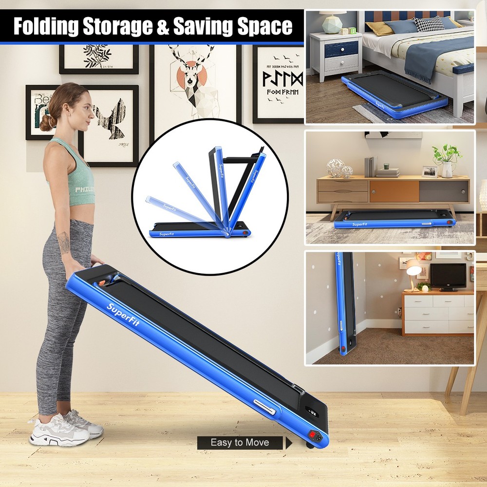 2.25HP 2 in 1 Folding Treadmill Jogging Machine Dual Display APP Speaker
