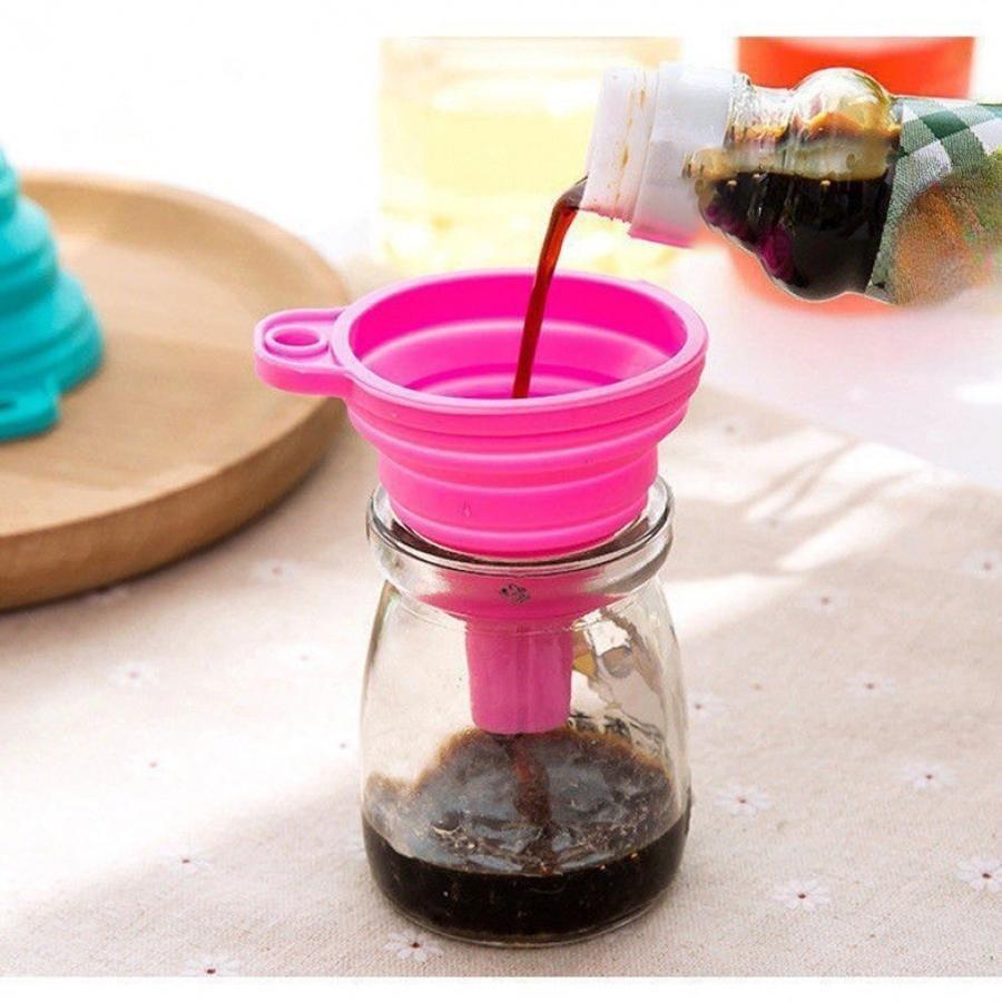 4 Foldable Silicone Funnel Set - Multi-Use Kitchen Funnels for Liquid Transfer