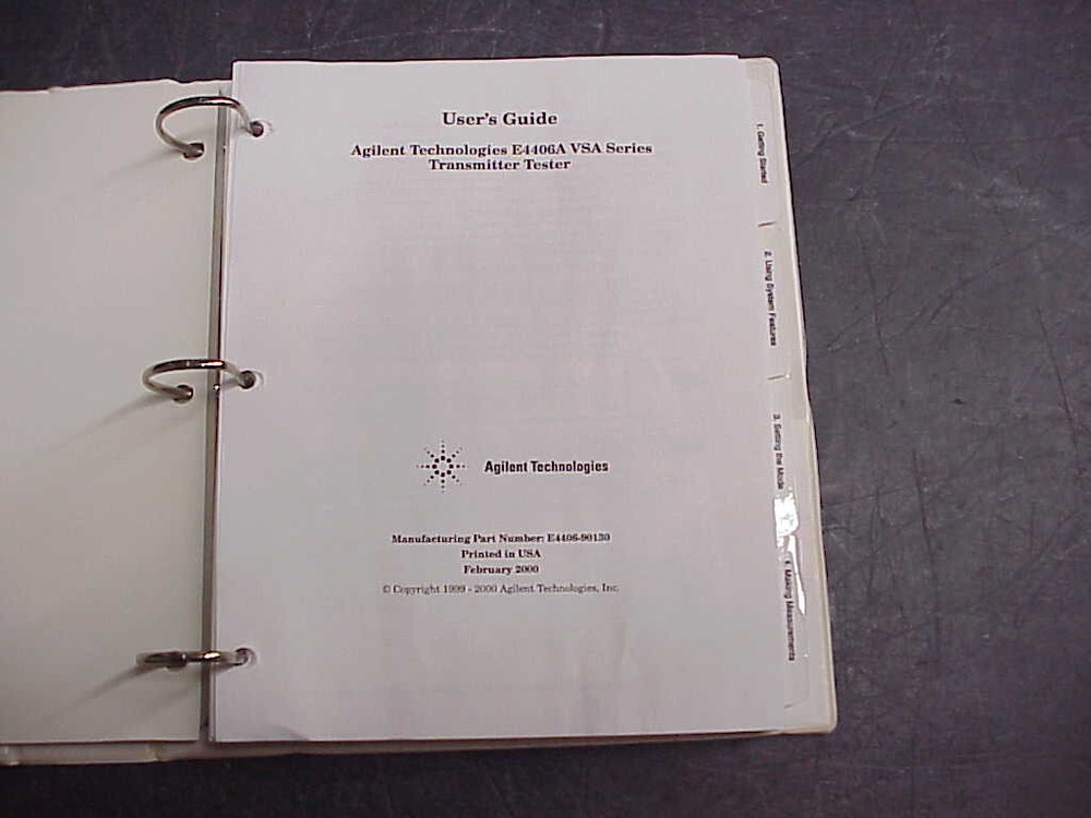 Agilent E4406A VSA SERIES USER GUIDE FOR TRANSMITTER TESTER MANUAL