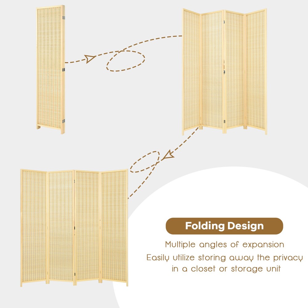 Costway 4 Panel Room Divider Screen Portable Folding 6 ft Partition Screen