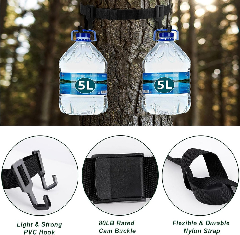 Treestand Strap Gear Hangers with 5 Large Hooks, Lightweight Multi-Hook Accessor