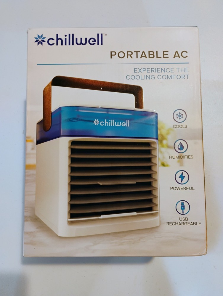 Chillwell AC Cordless USB Rechargeable Portable Air Conditioner NEW COMPLETE