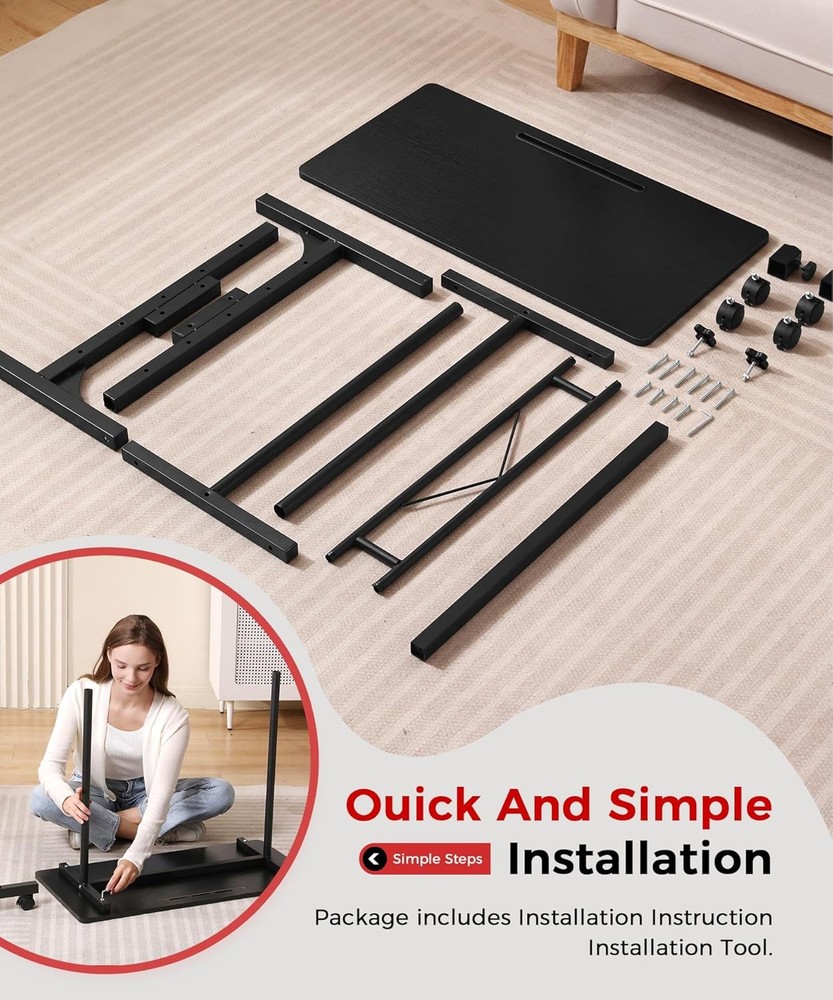 Height-adjustable standing desk, wheeled mobile standing desk, inch
