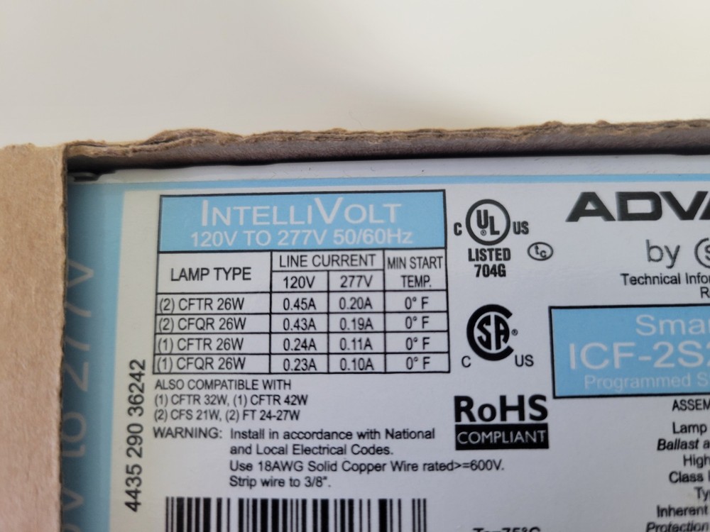 Advance SmartMate ICF-2S26-H1-LD Electronic Compact Fluorescent Ballast - White