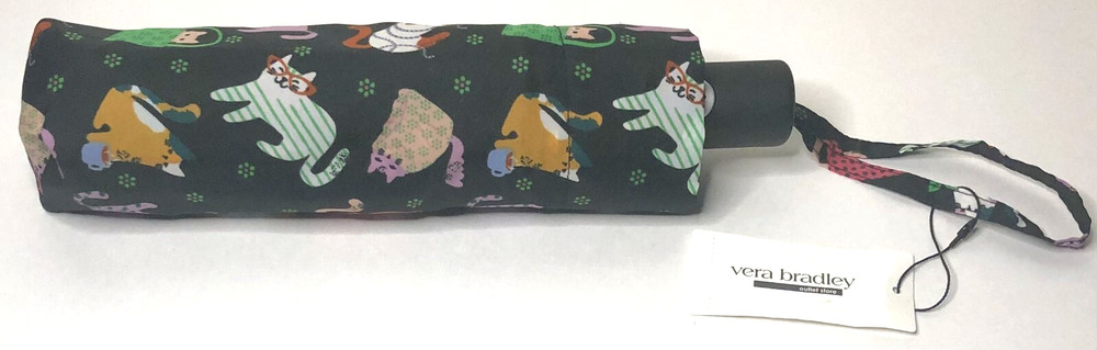 Vera Bradley Essential Umbrella Herding Cat Multi-Colored Black