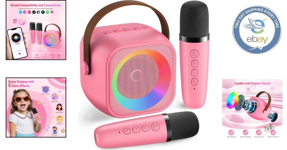 Compact Karaoke System with Wireless Microphones - Endless Entertainment Options