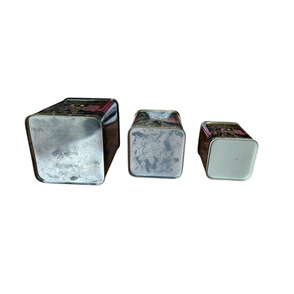 Vintage Asian crane nesting canisters