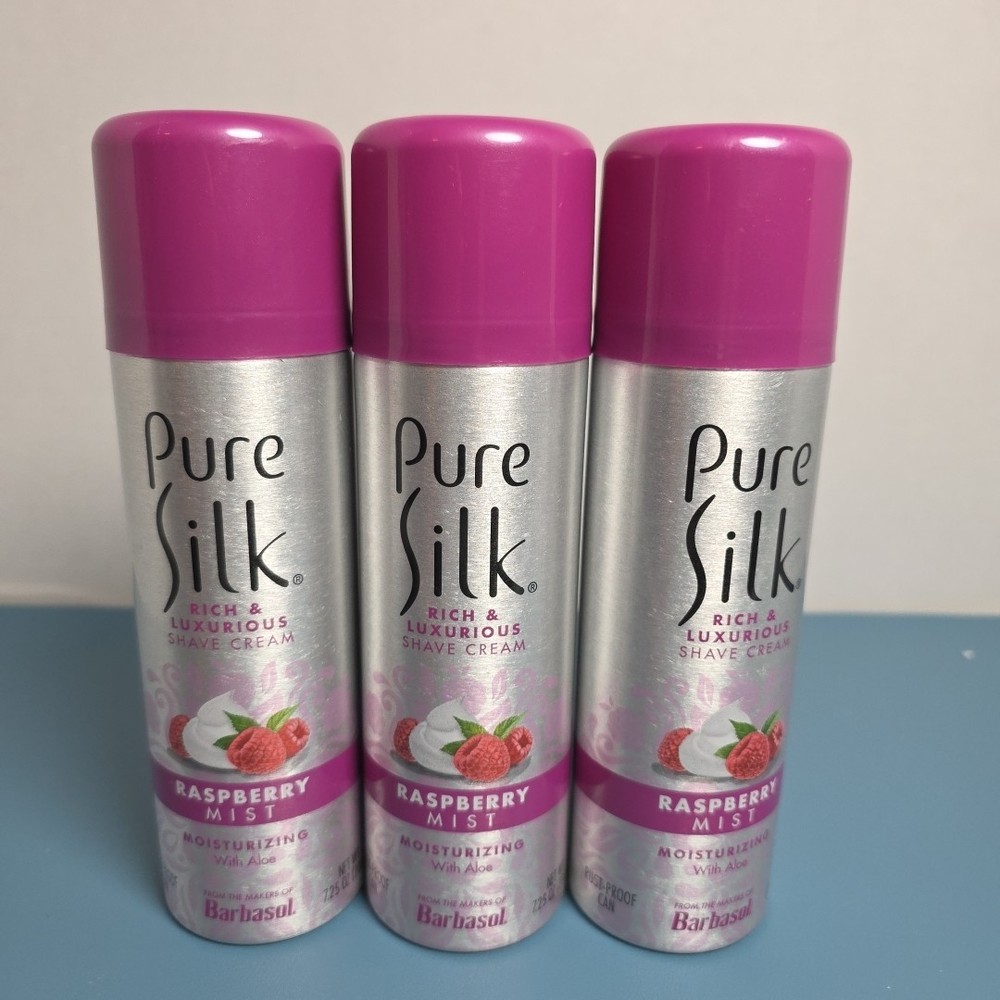 Barbasol Pure Silk Shave Cream Raspberry Mist 7.25 oz each (Three Pack)