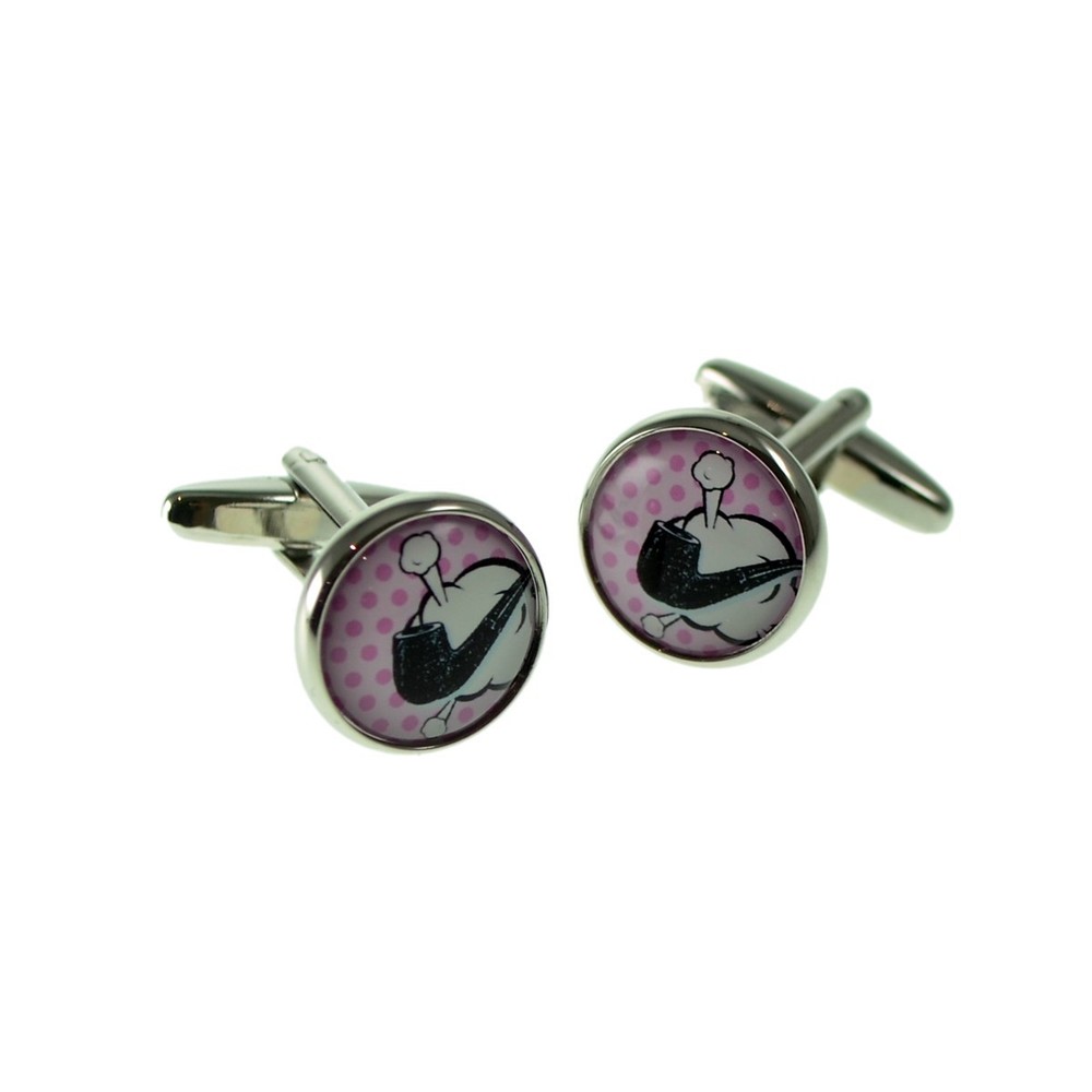 Round Pop Art Pipe Style Cufflinks X2BOC236